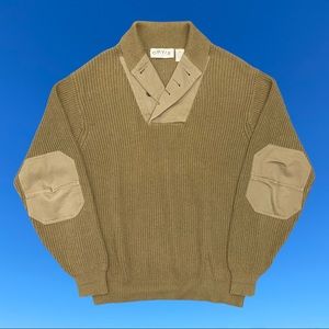 Orvis Button Shawl Collar Army Military Style Olive Drab Heavy Sweater size: M